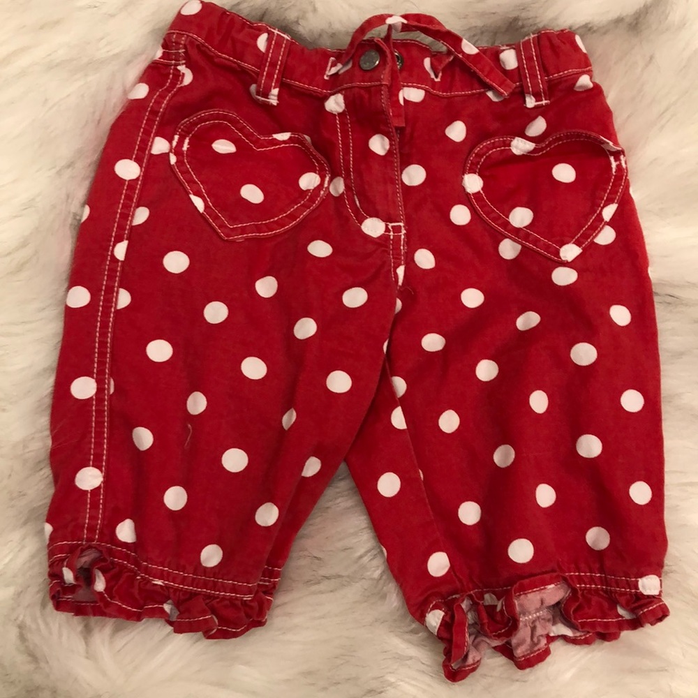 Red polka dot Mini Boden shorts size 4y